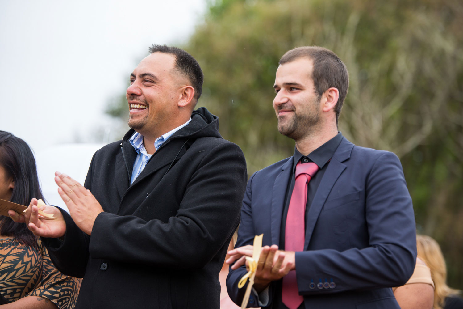 gracehill auckland wedding guest smiling at the bridal party