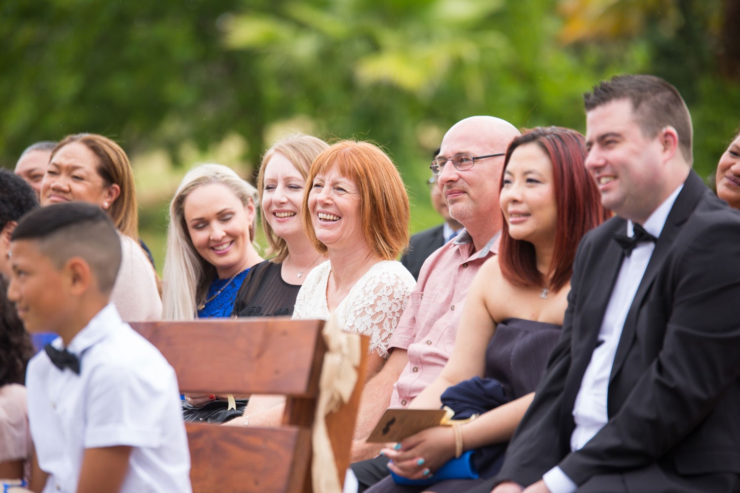 gracehill auckland wedding guests reacting to the celebrant