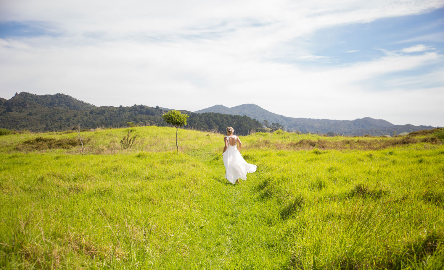 new zealand wedding bride walking away