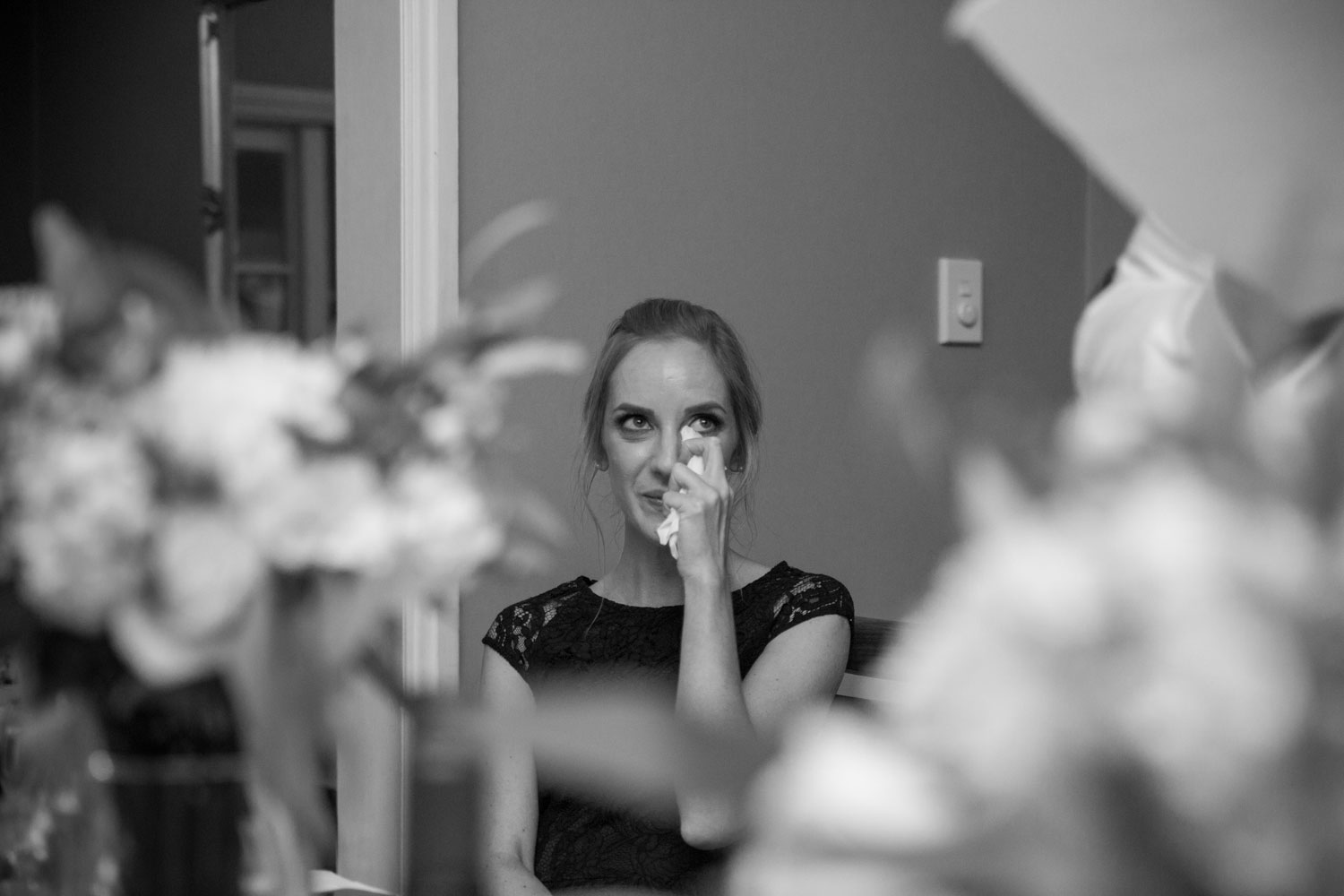 wedding photographer auckland bridesmaid crying