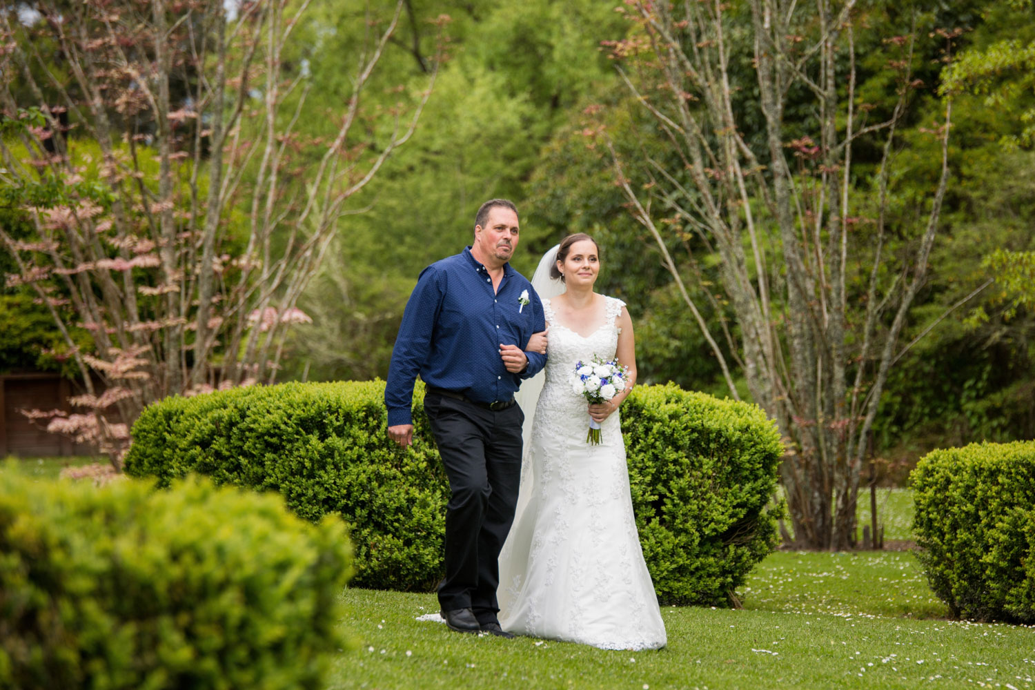 auckland wedding bride walking down aisle