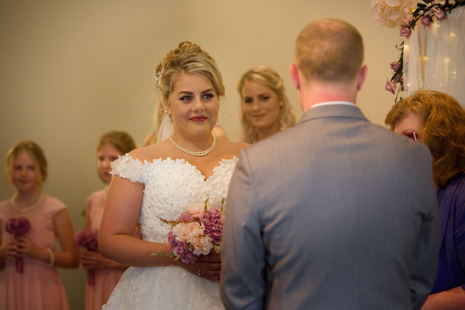 hamilton wedding ceremony bride looking