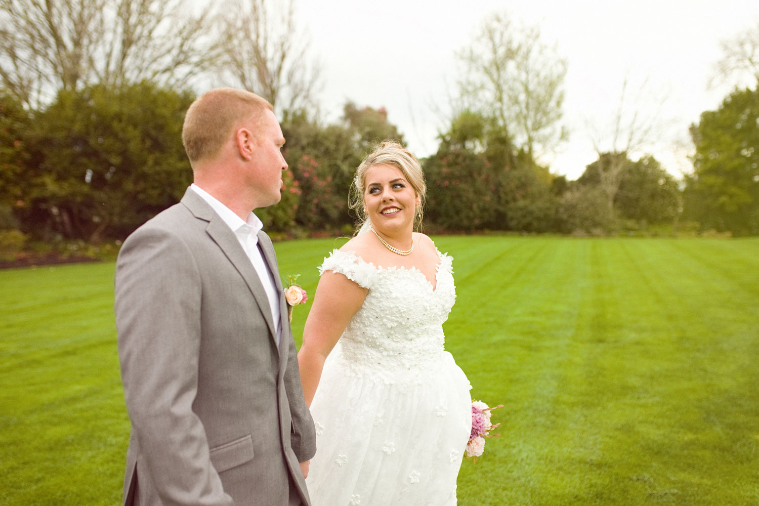 hamilton wedding bride and groom walking