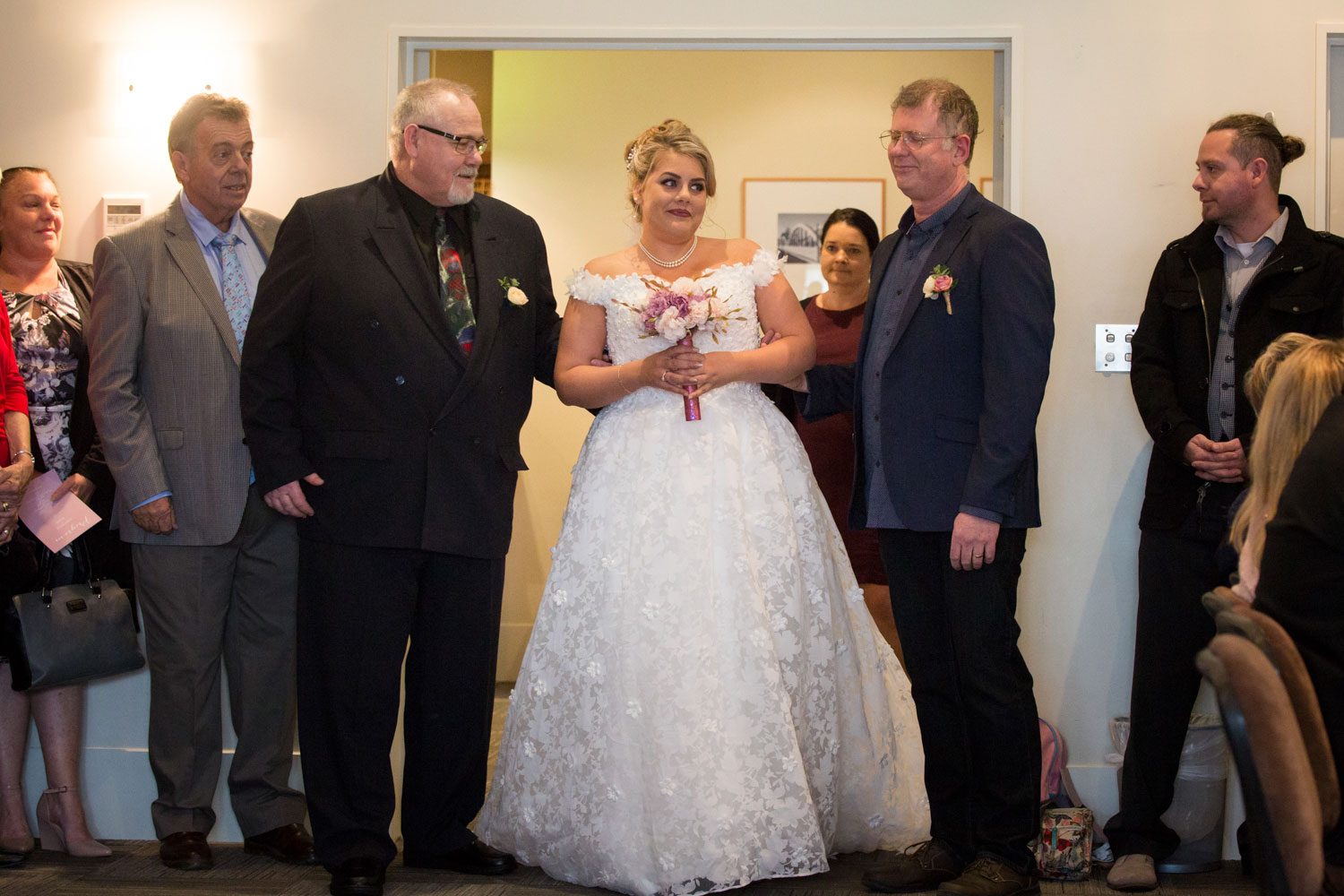 hamilton wedding bride walking down the aisle