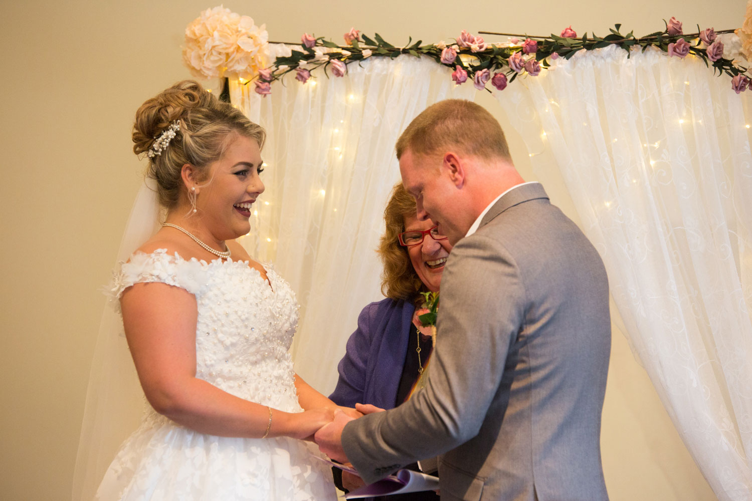 hamilton wedding bride and groom on the aisle