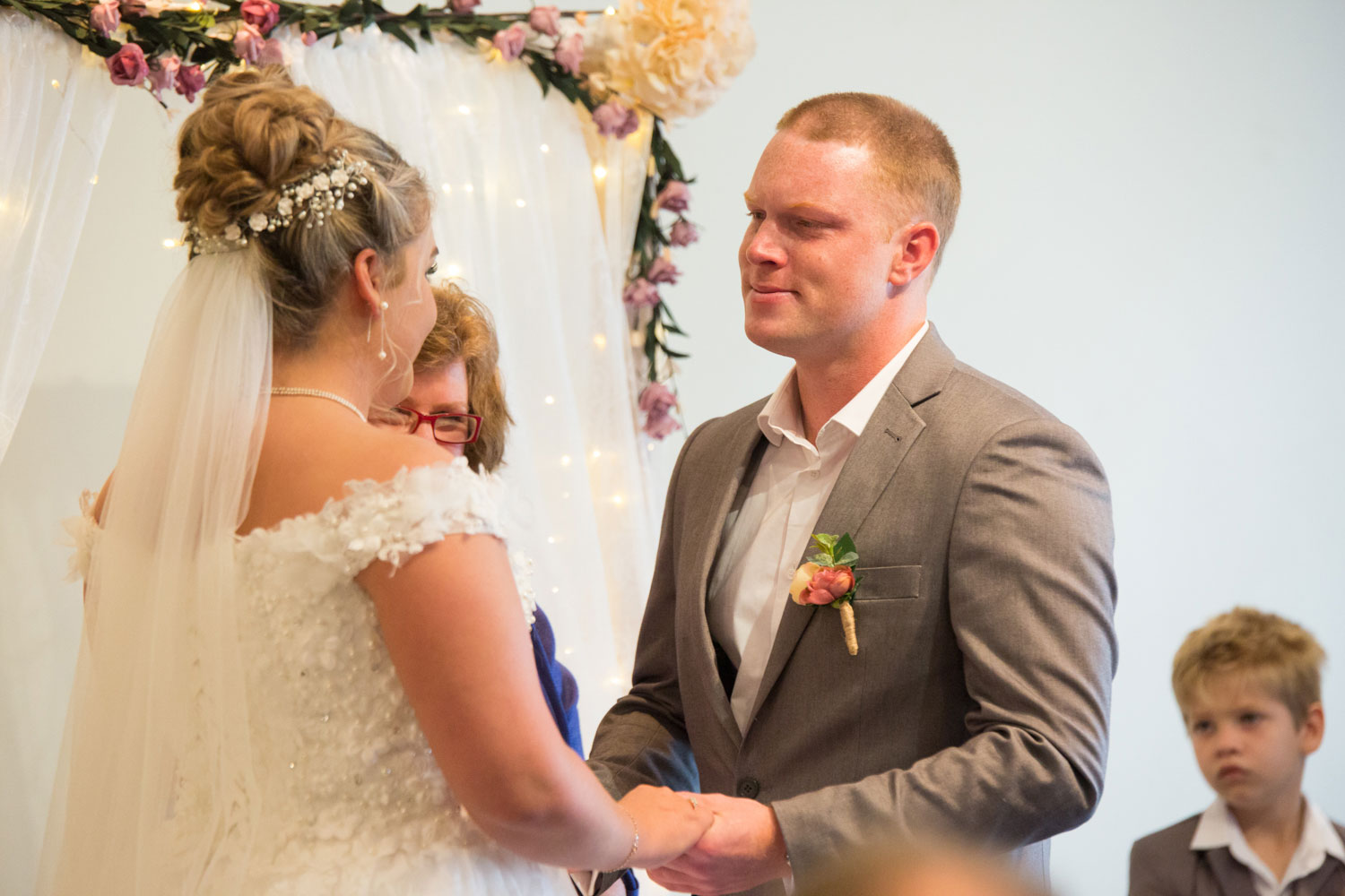 hamilton wedding groom looking at the bride