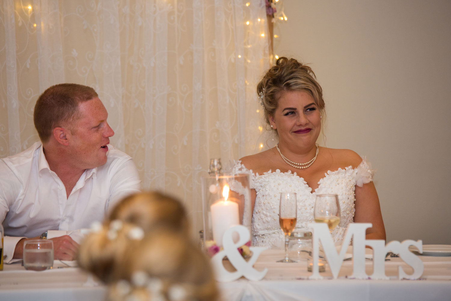 hamilton wedding bride smiling at the guests