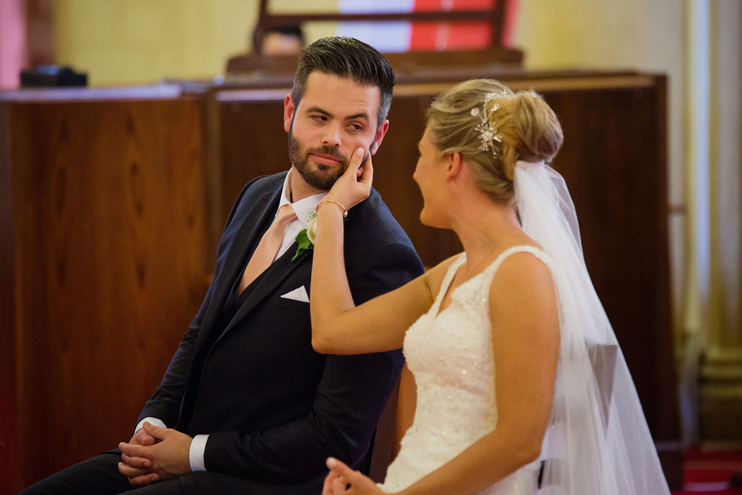 bride and the groom having fun