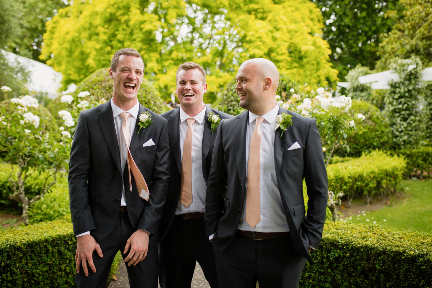 groomsmen laughing