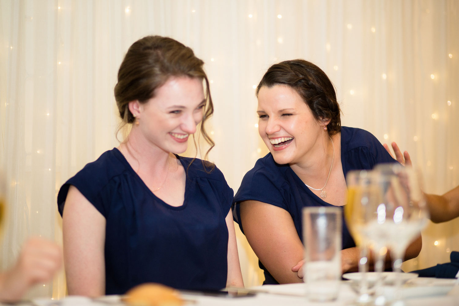 bridesmaids laughing