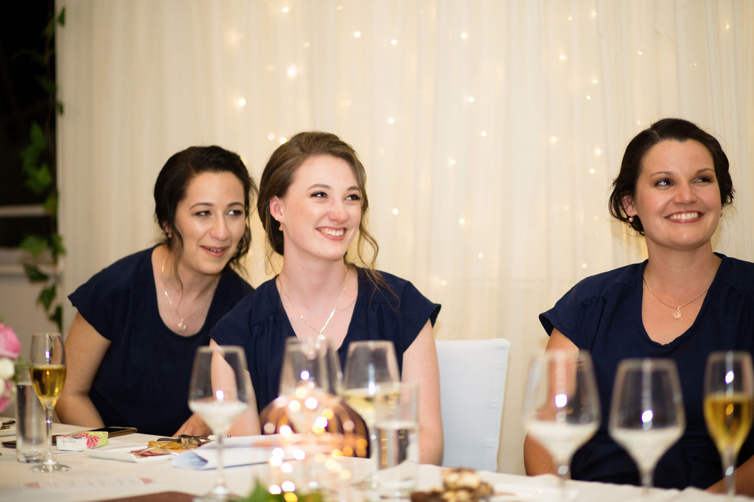 bridesmaids laughing