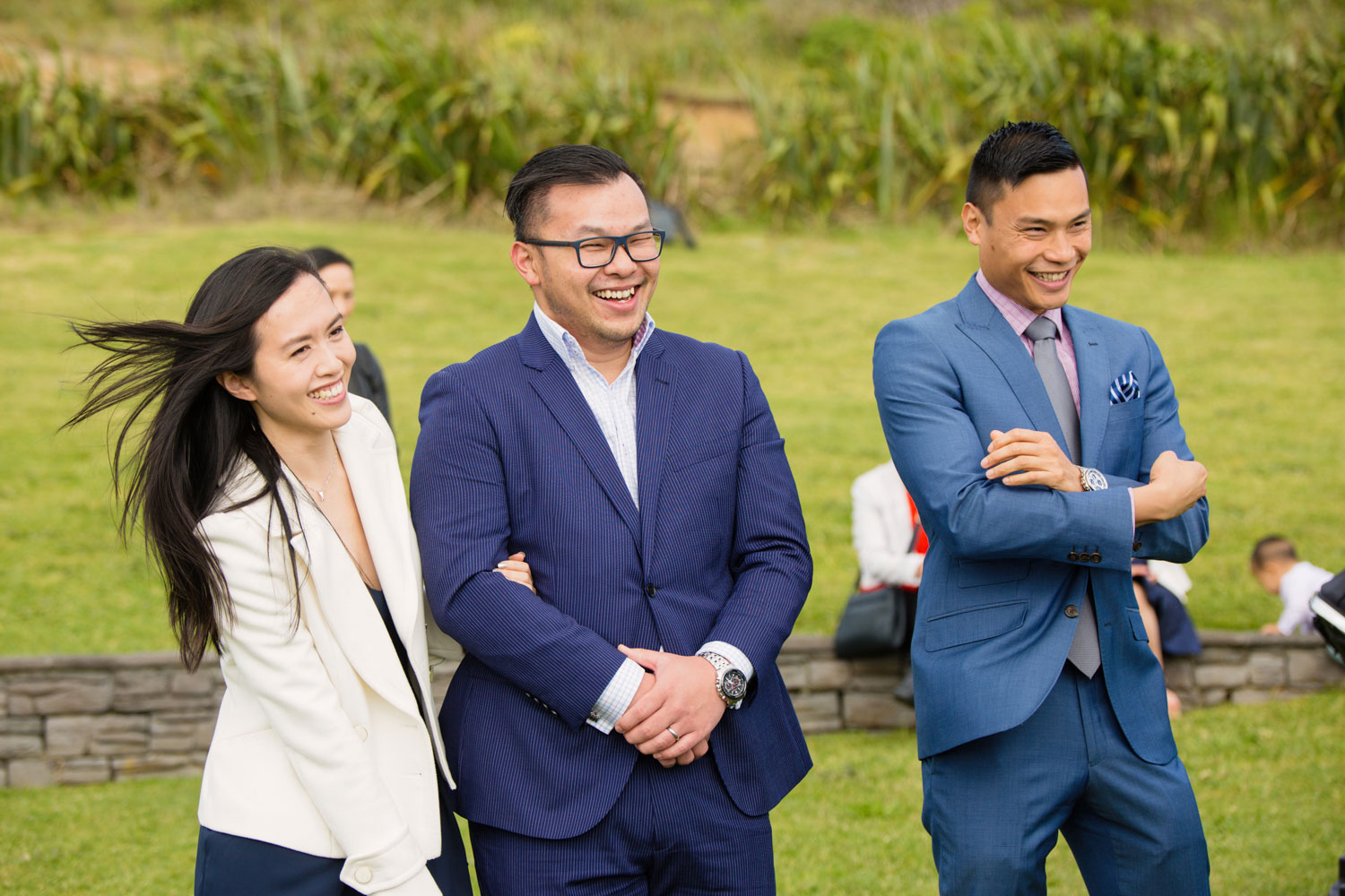 castaways waiuku wedding guests laughing