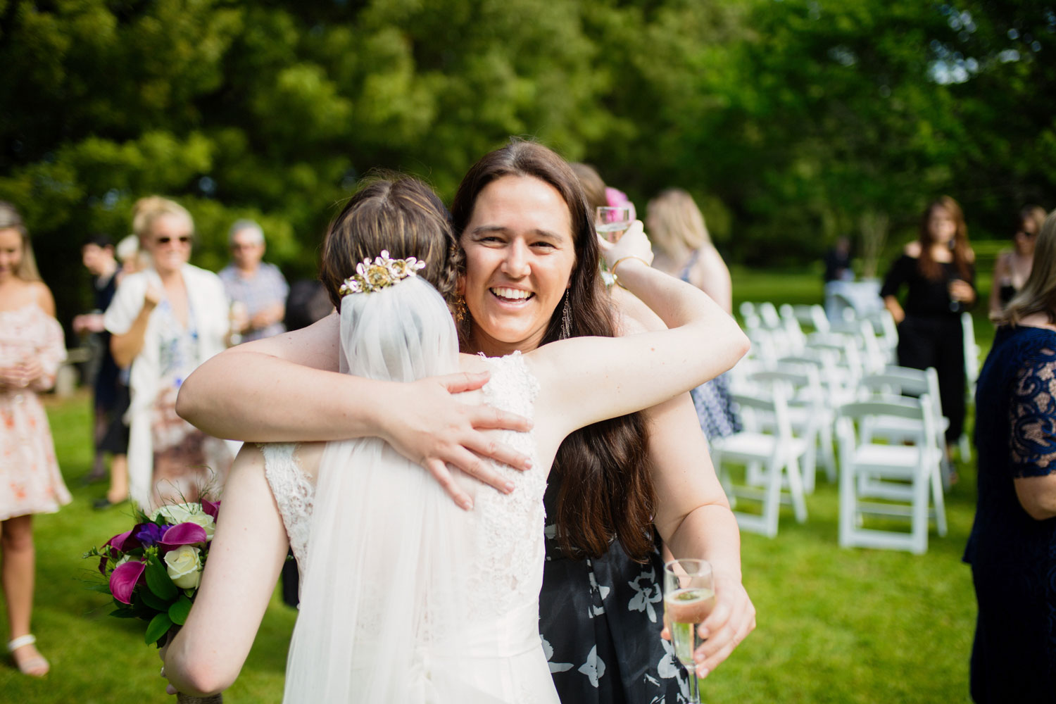 guests congratulating the bride