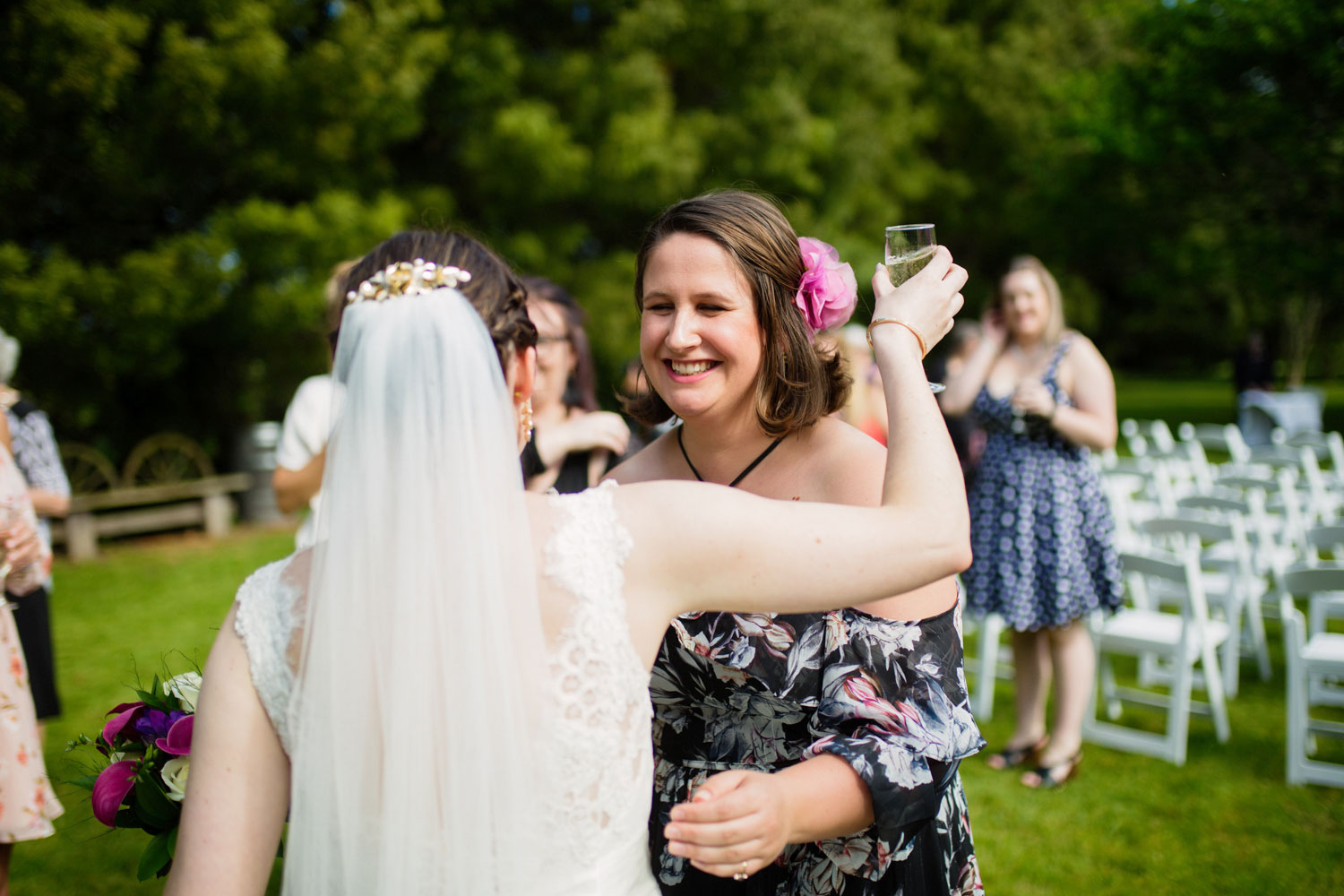 guests congratulating the bride