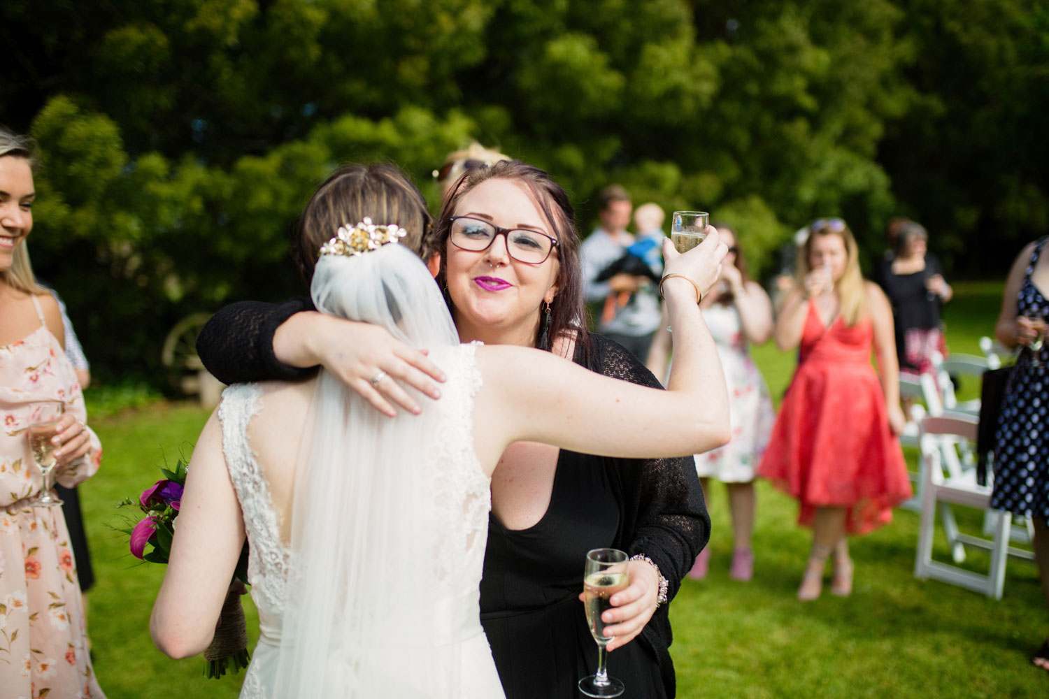 guests congratulating the bride