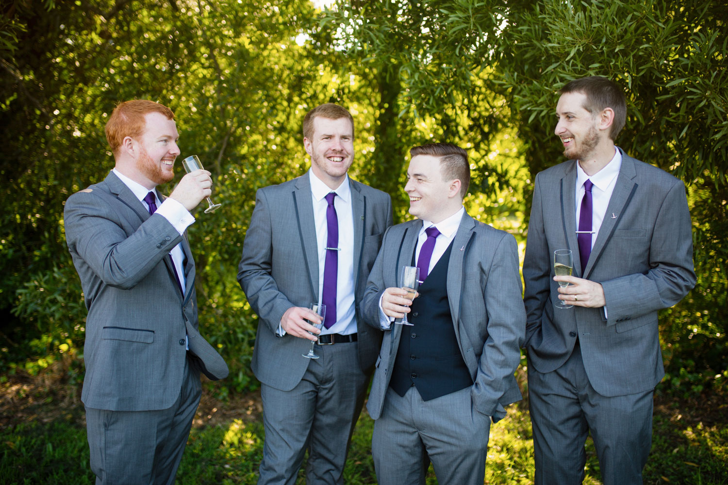 groomsmen laughing