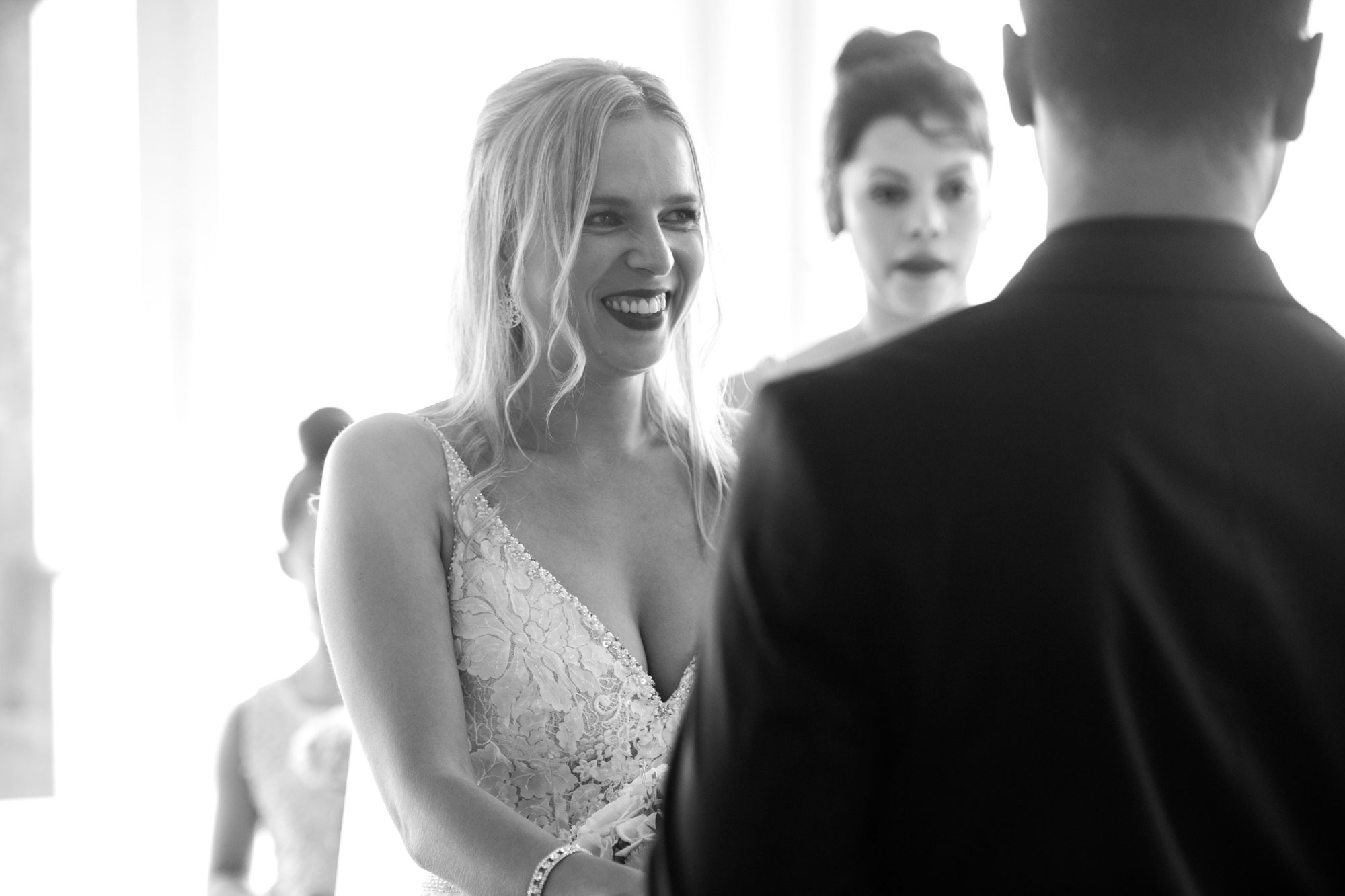 bride listening to vows