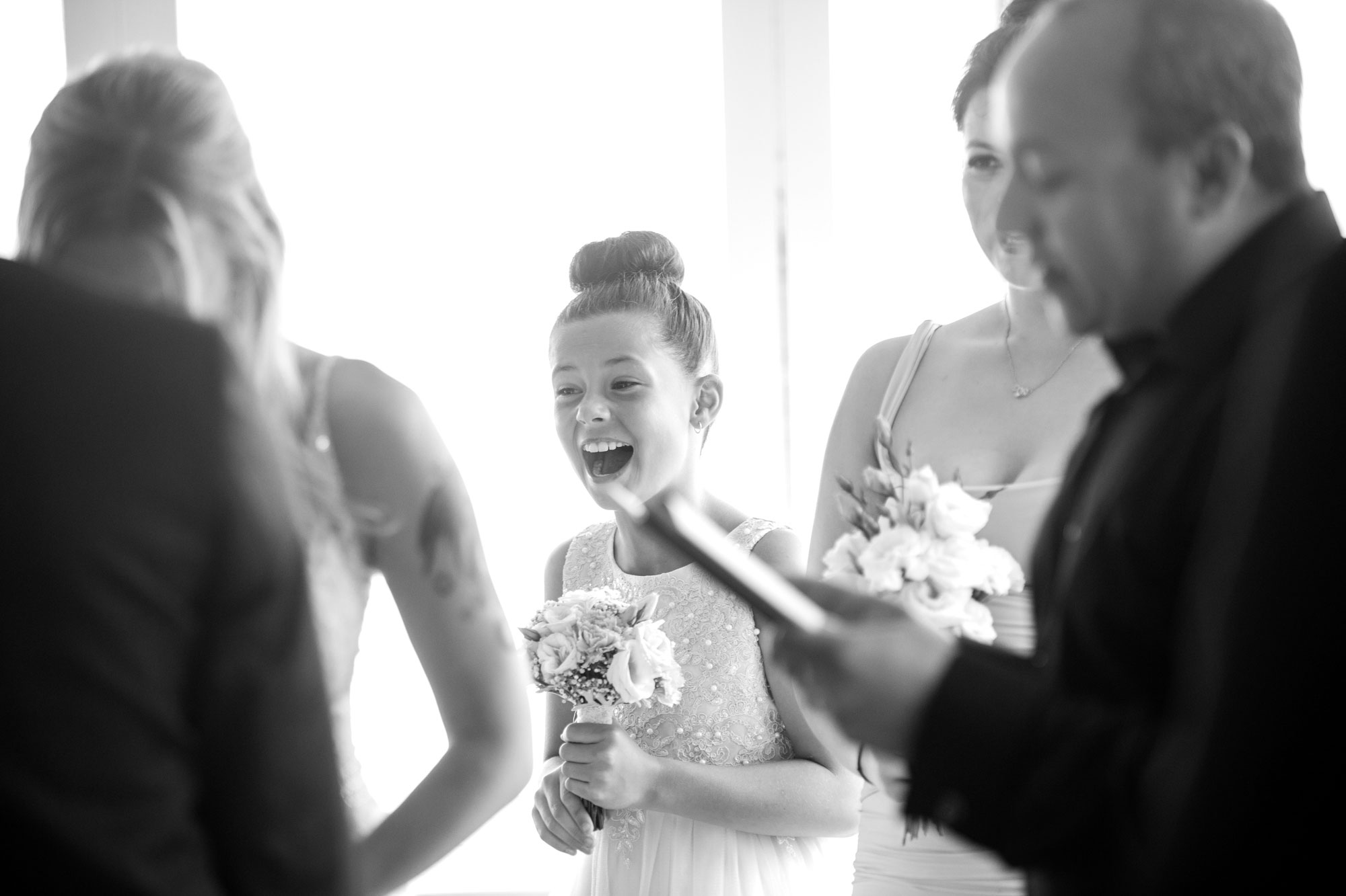 flower girl laughing