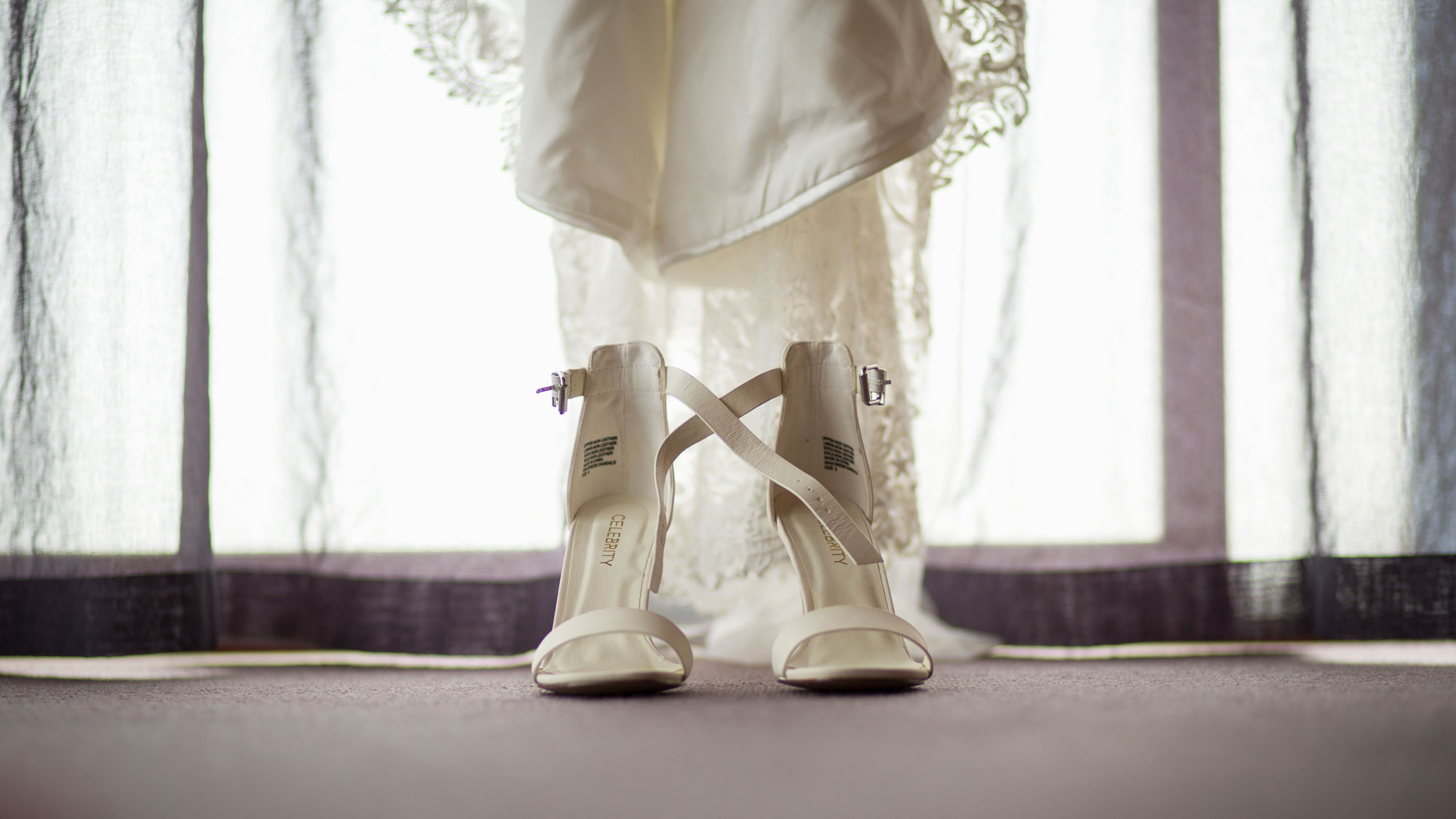 bride dress and shoes