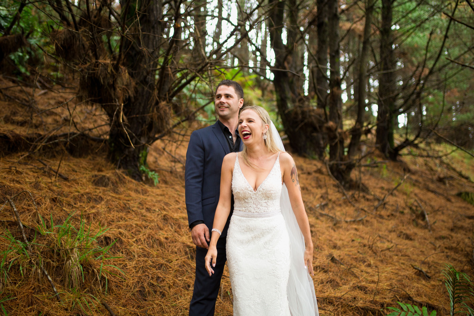 bride laughing during photos