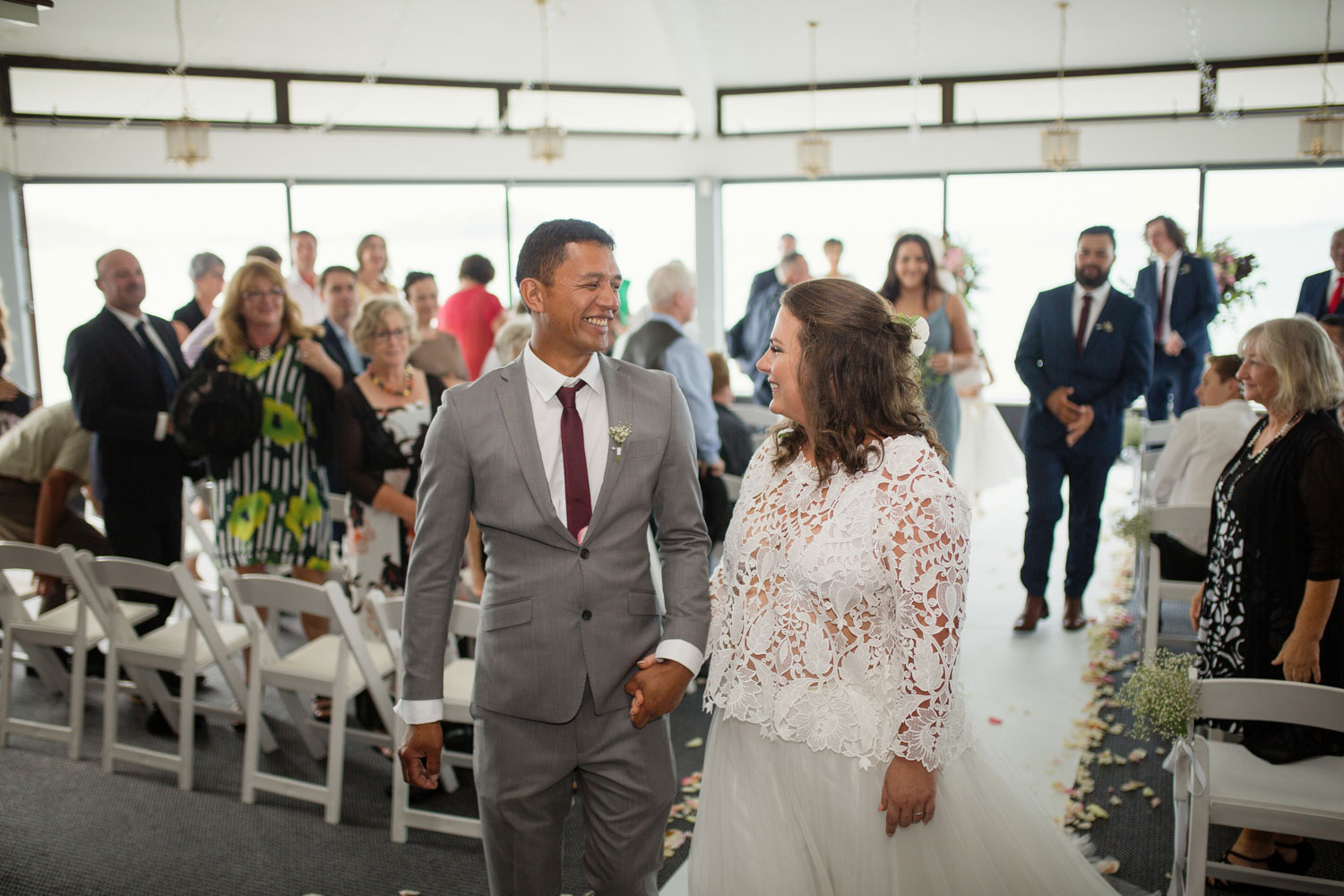 bride and groom recessional