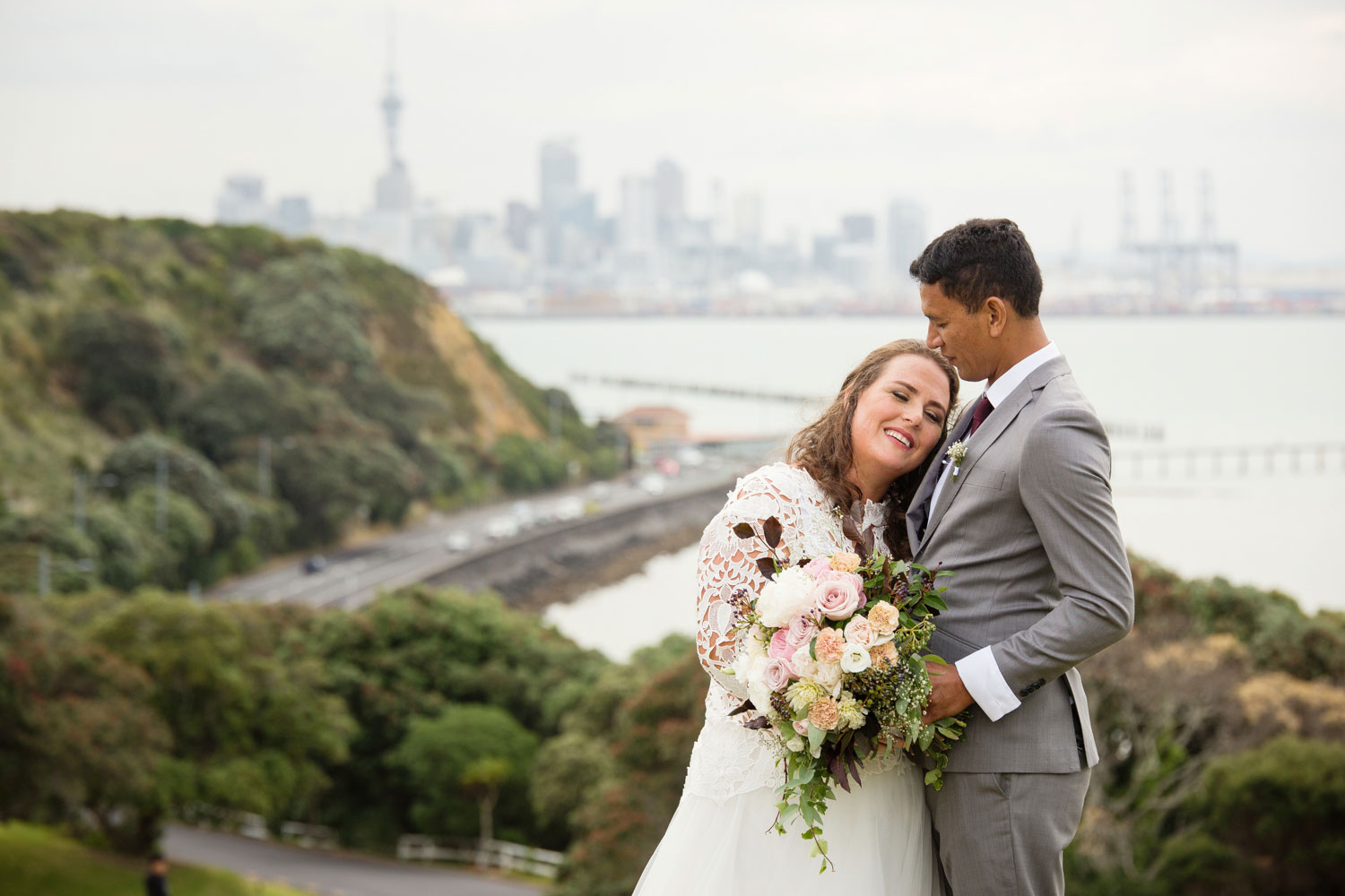 bride embracing the groom