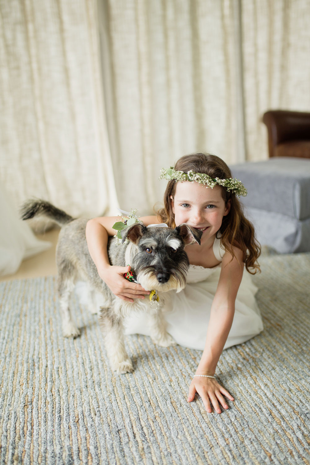 girl and schnauzer