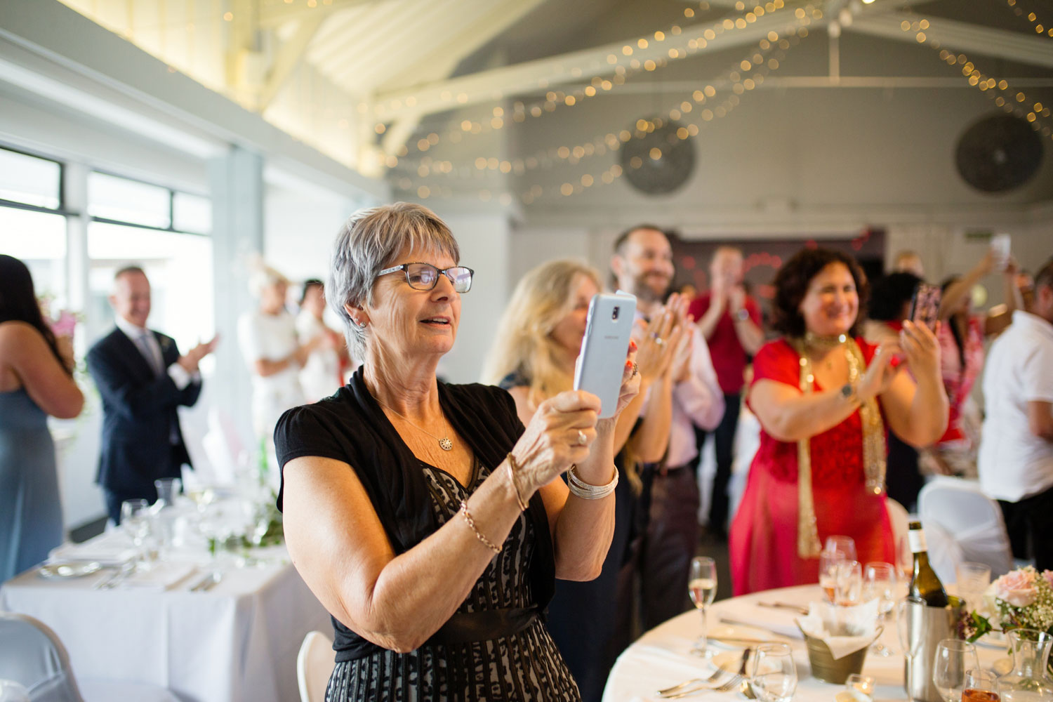 guest welcoming the bride