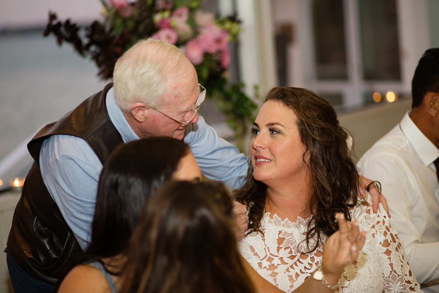 bride talking to guest