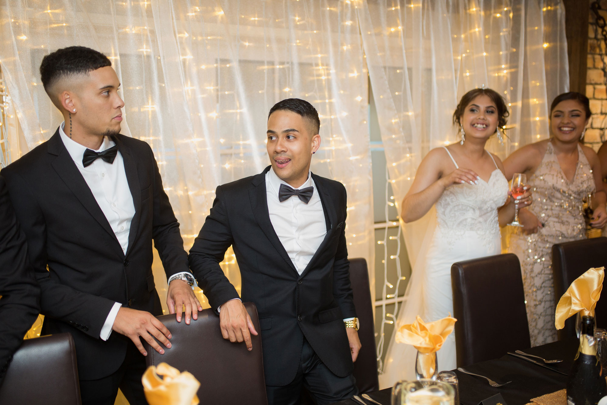 groom entering reception