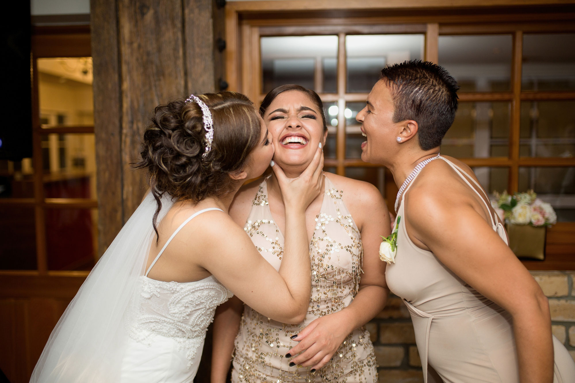 bride and the girls having fun