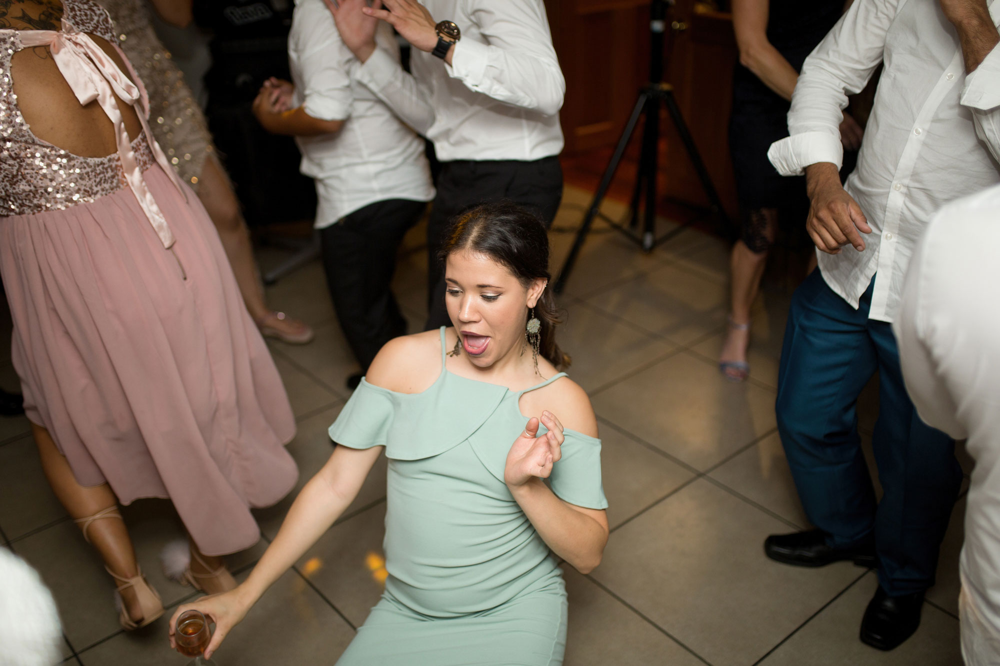 wedding guest doing a dance