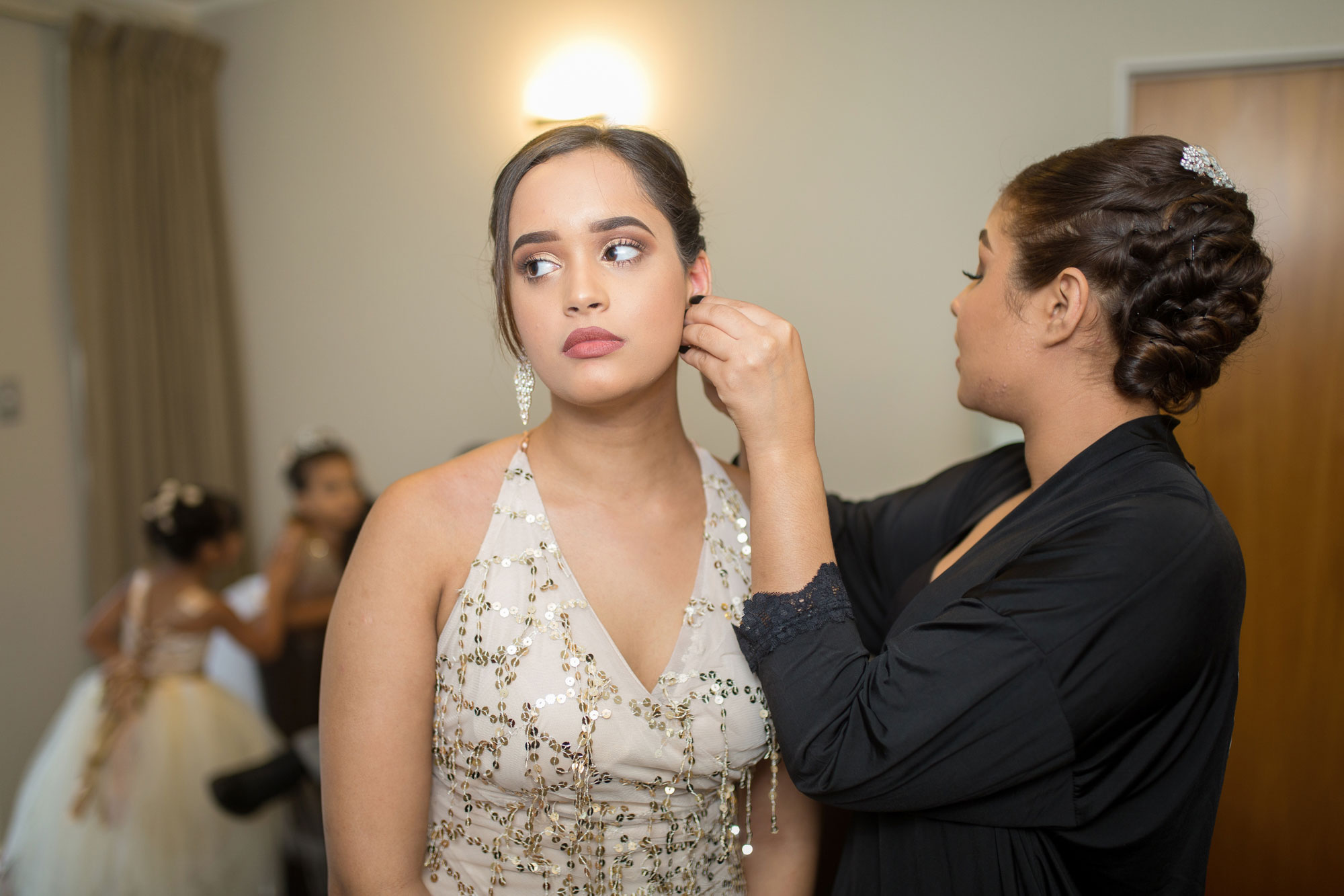 bridesmaid getting ready