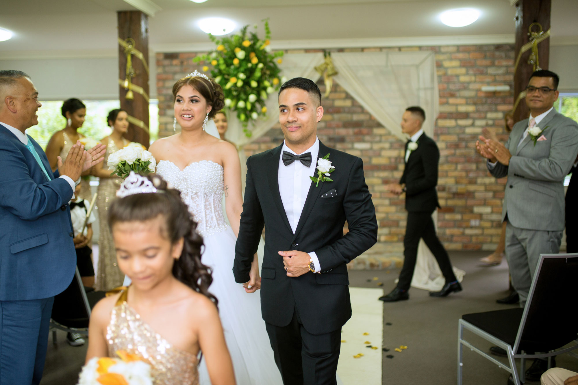 bride and groom recessional