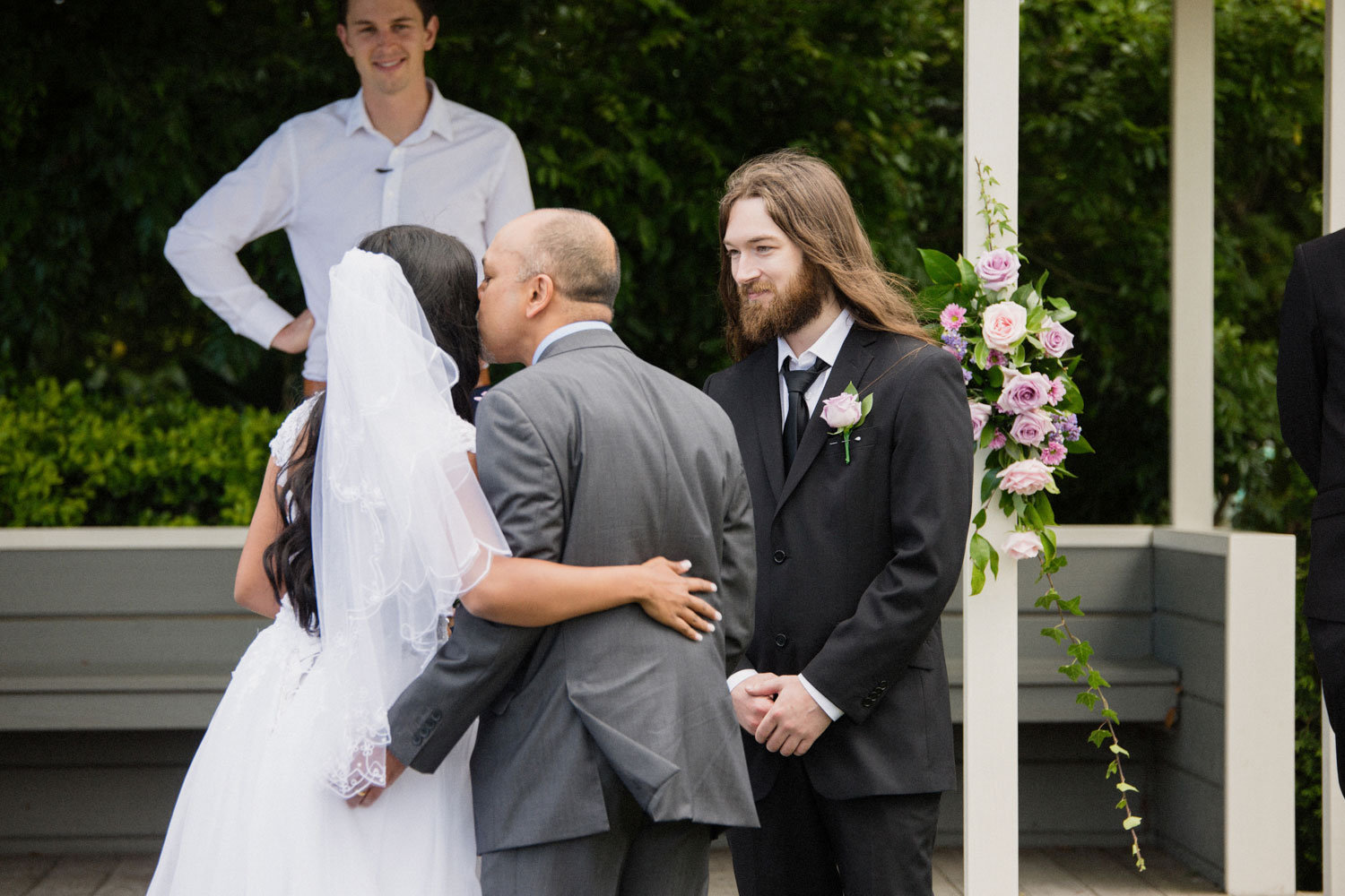 bride kissing father