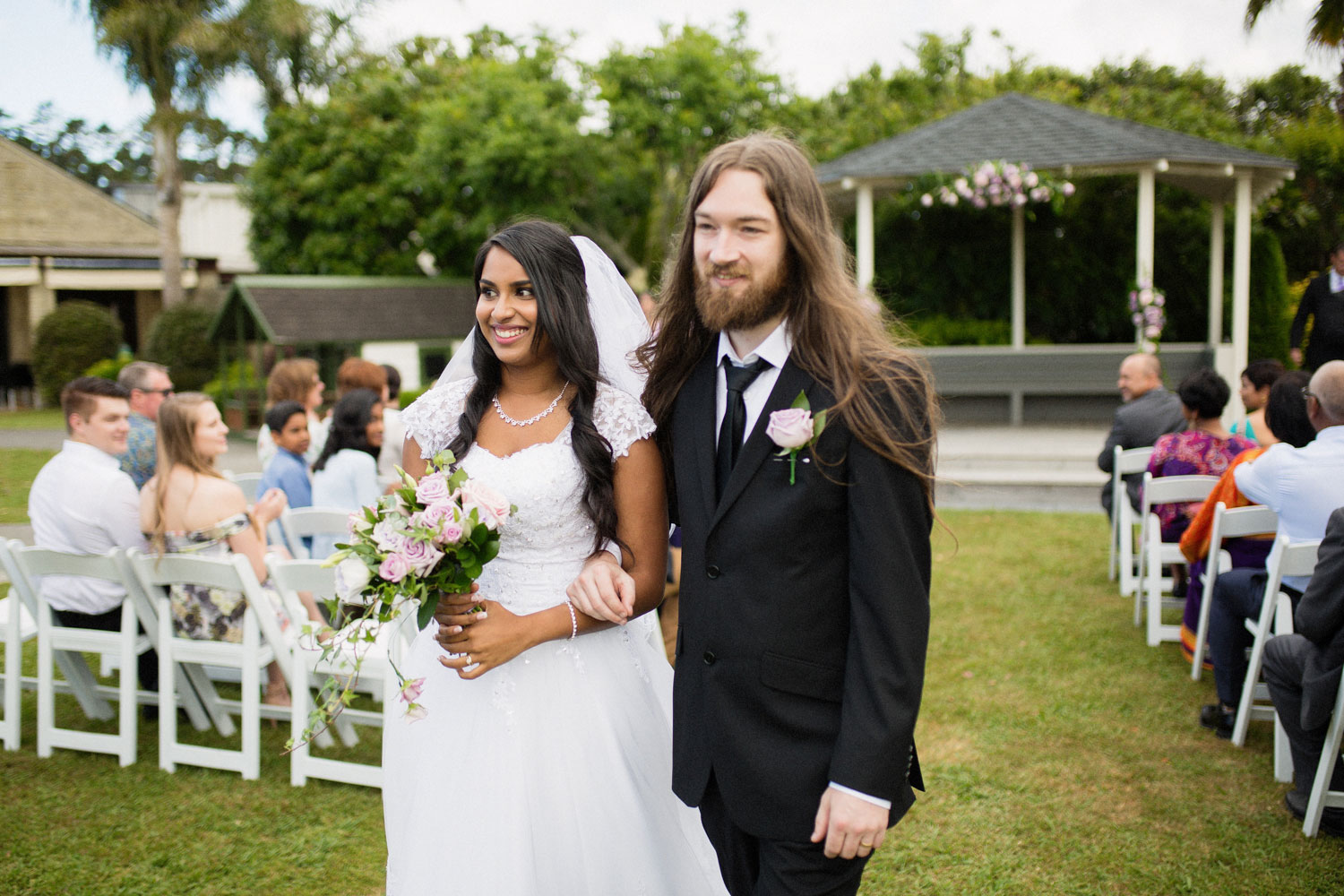 bride and groom recessional