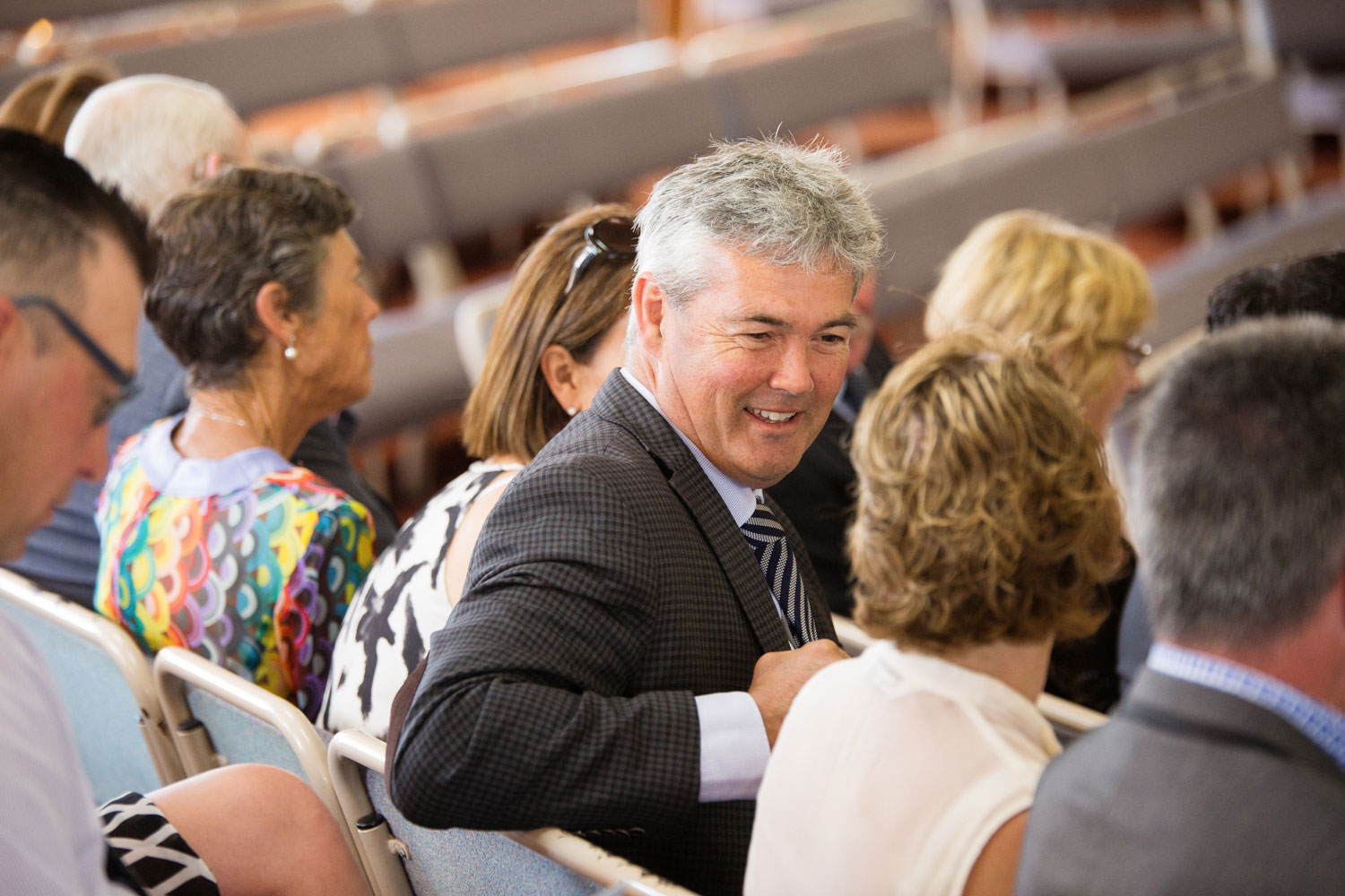 wedding guests talking