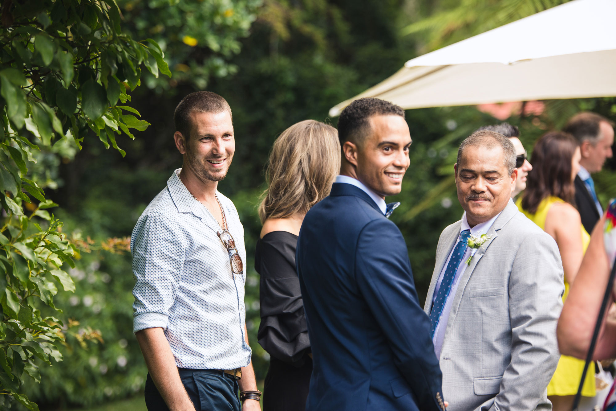 groom and guests looking