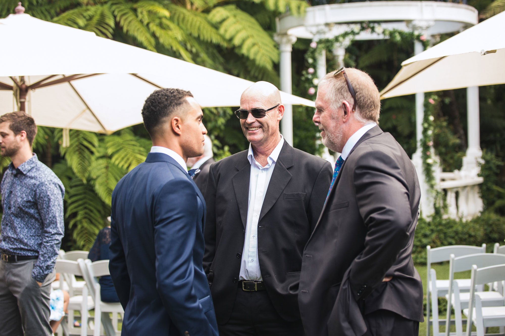 groom talking to guests