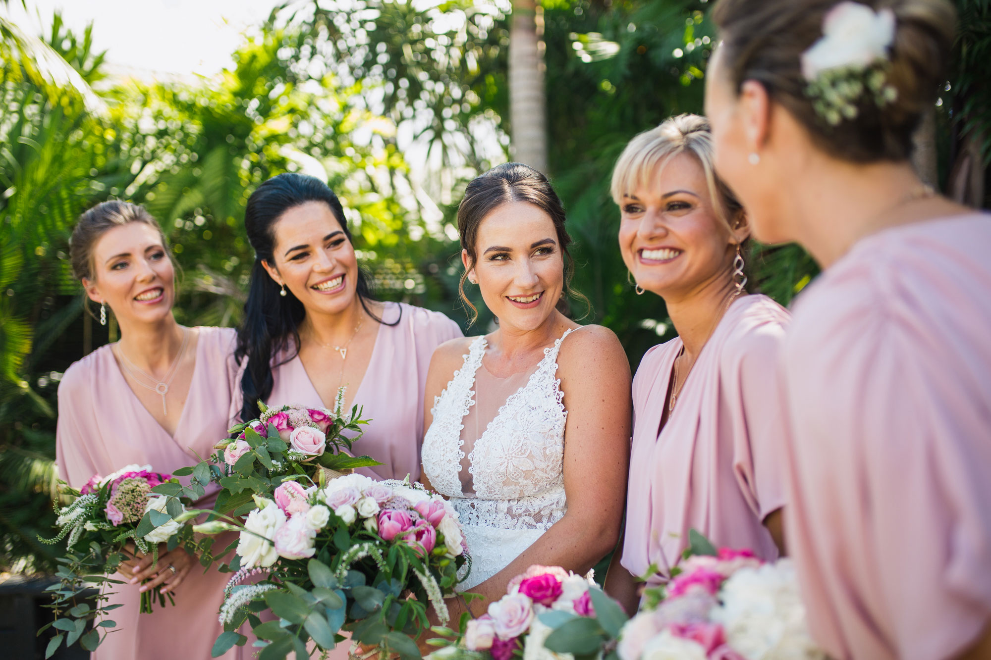 bride and the girls talking