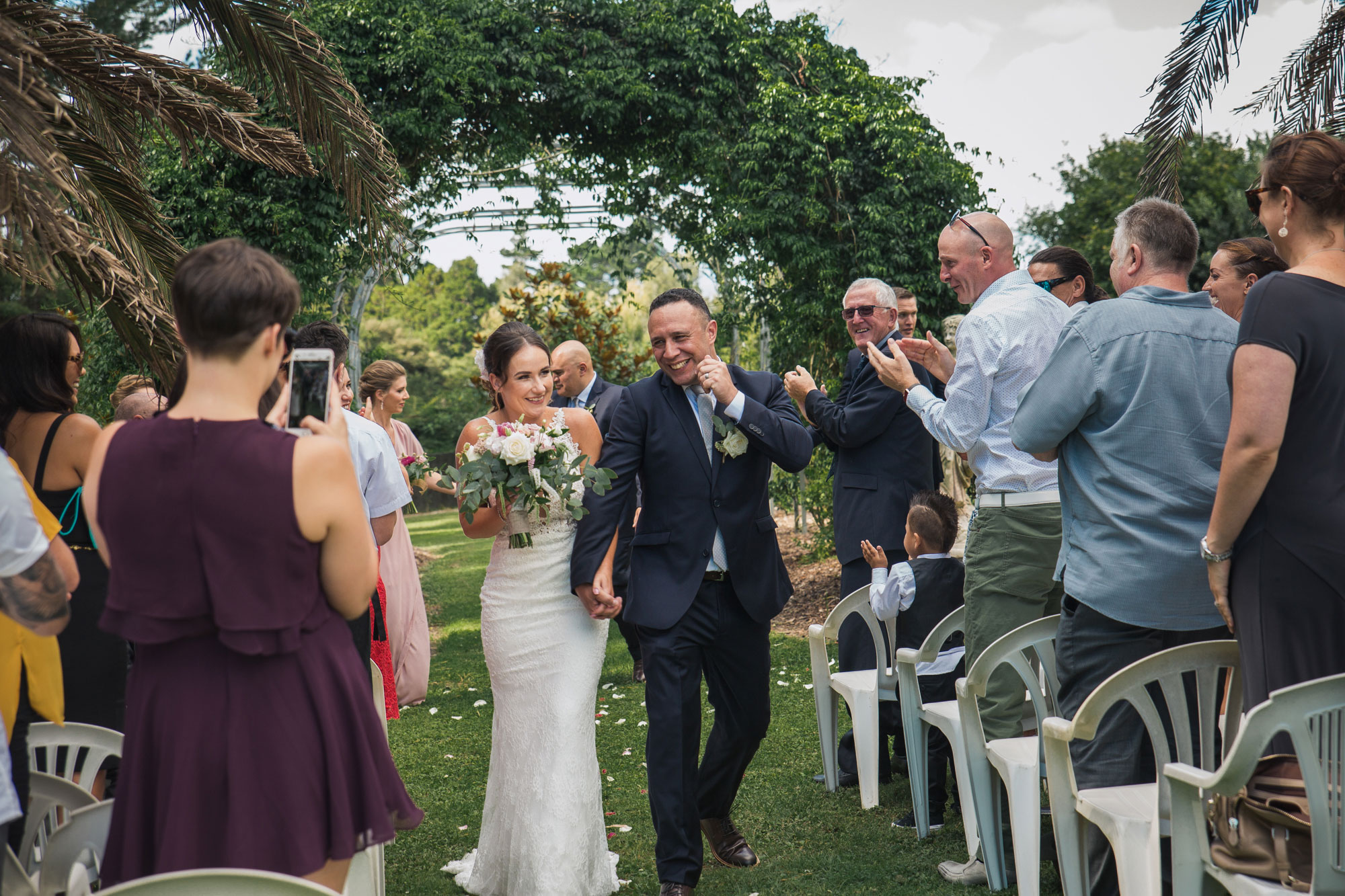 bride and groom recessional