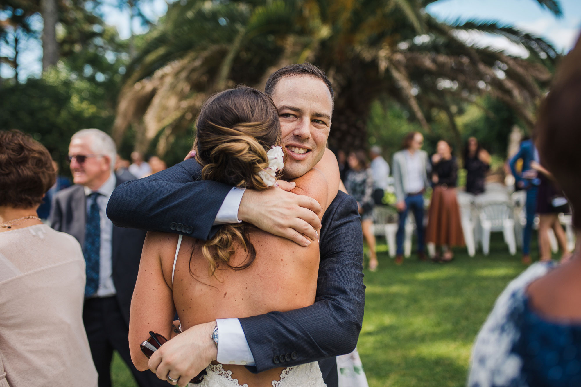 guest congratulating bride