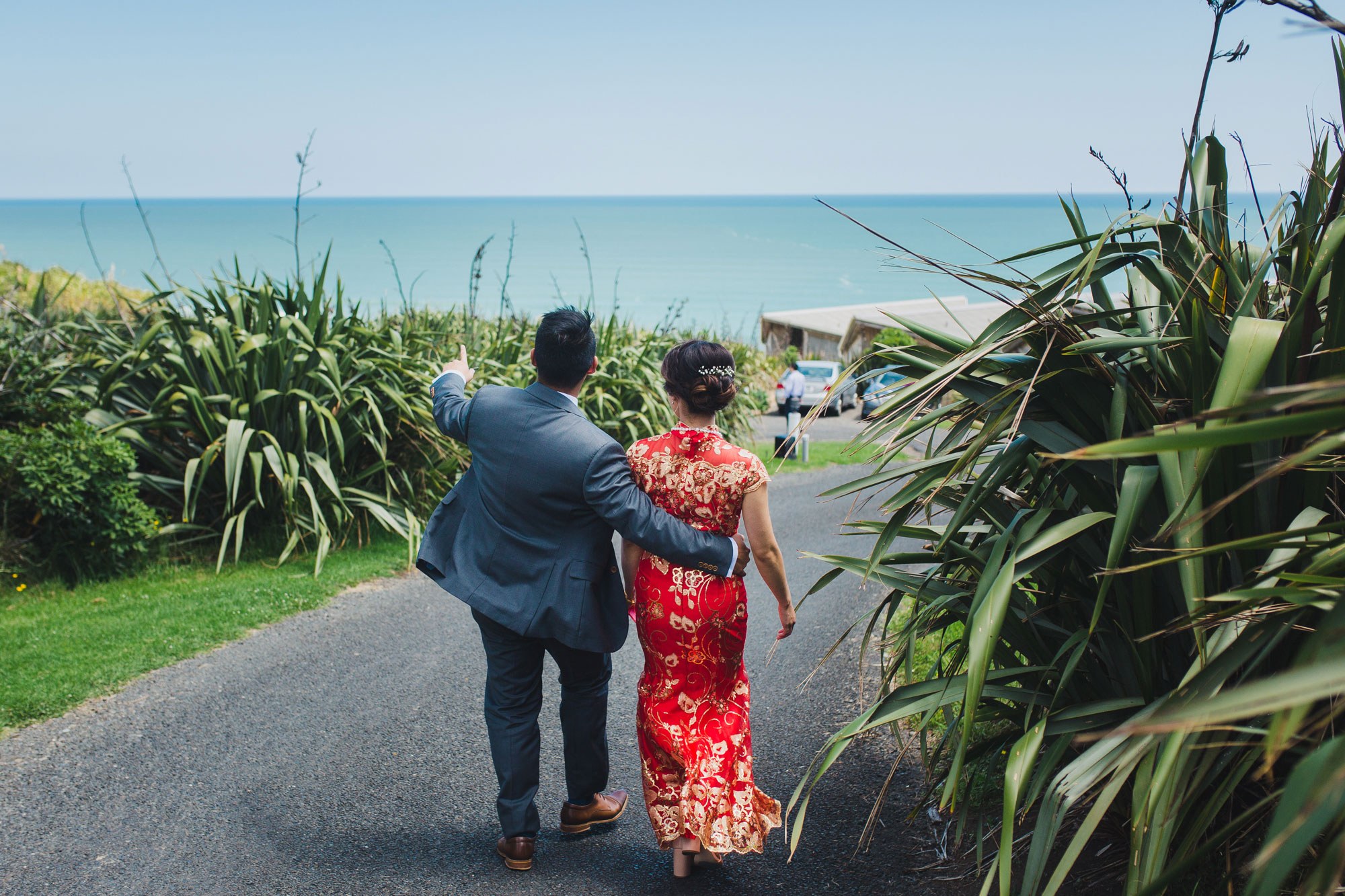 bride and groom walking