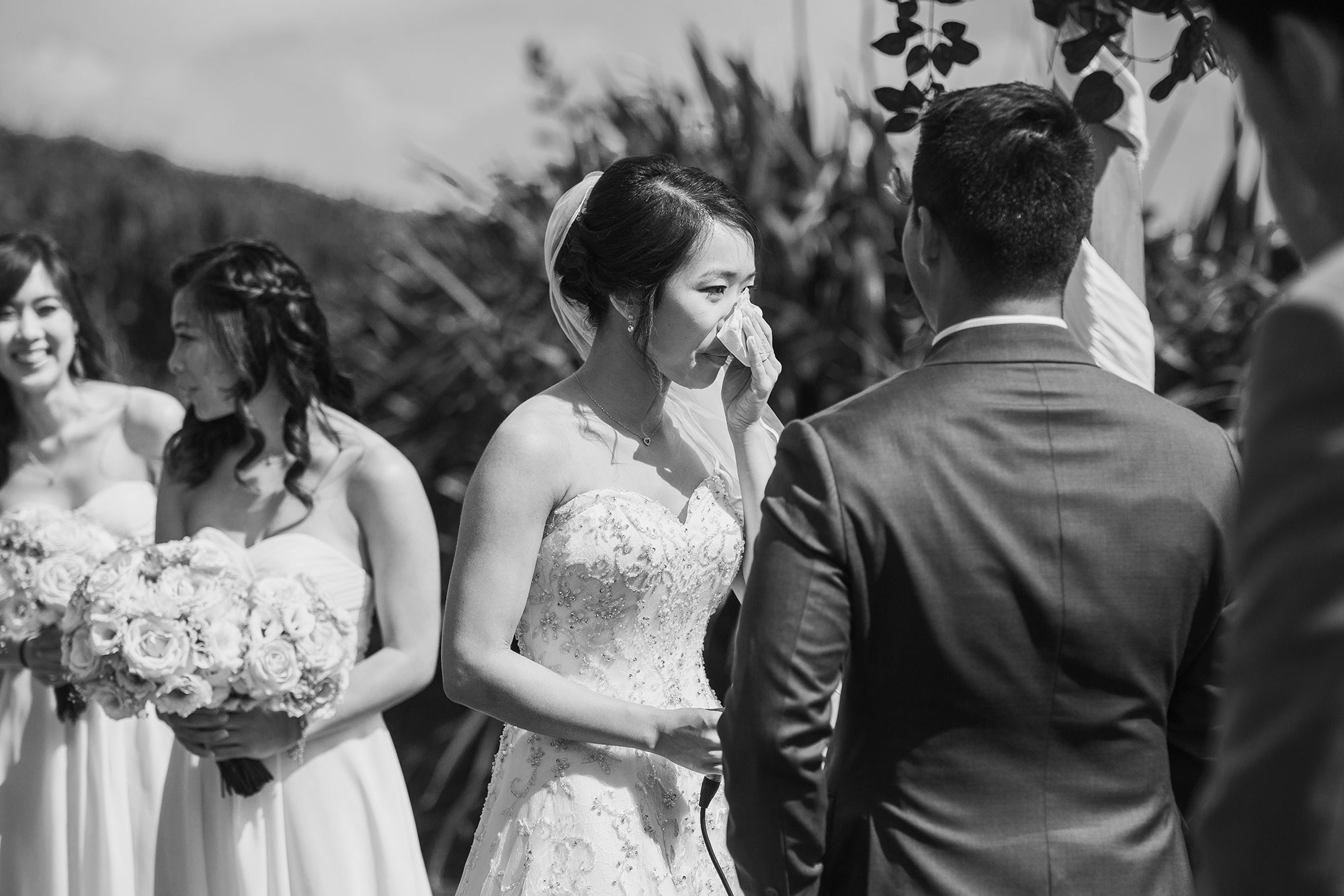 bride crying during ceremony