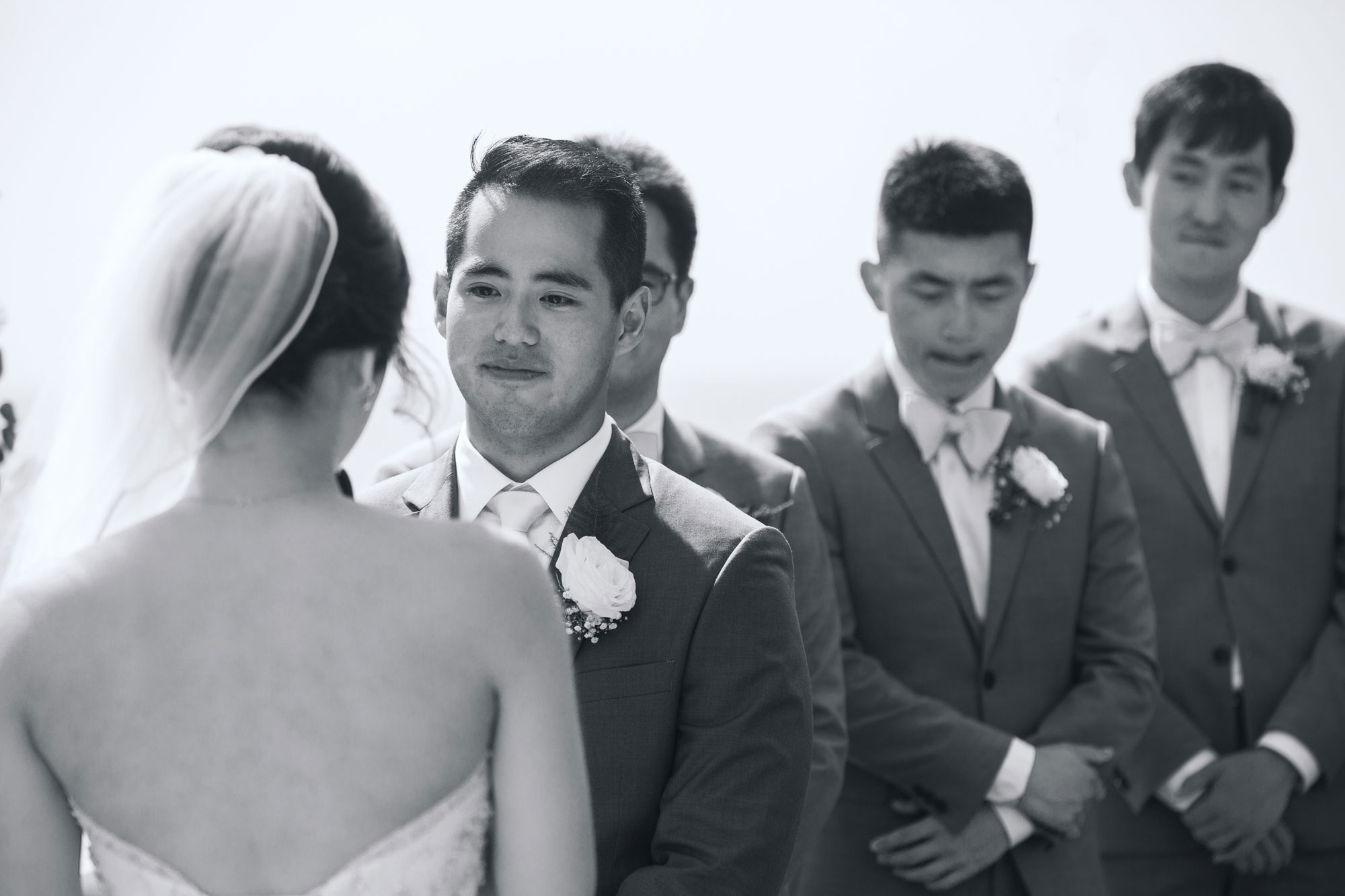 groom looking during ceremony