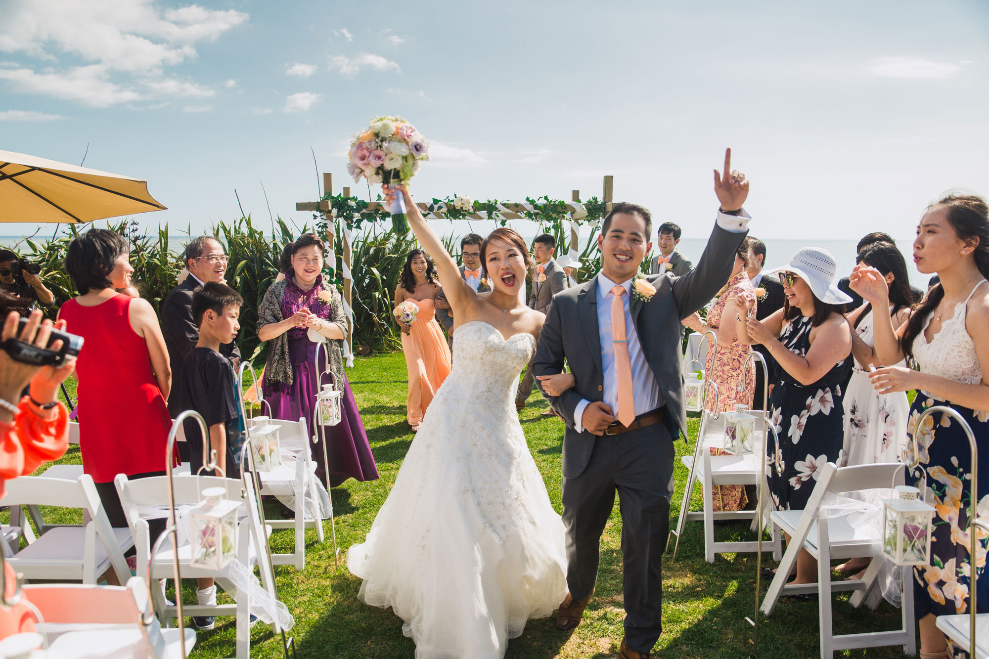 bride and groom recessional