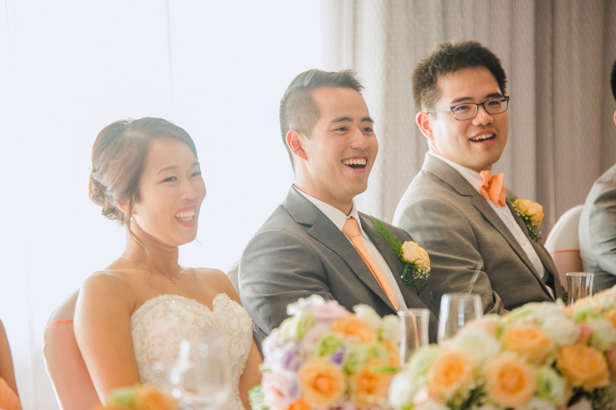 groom laughing at speech