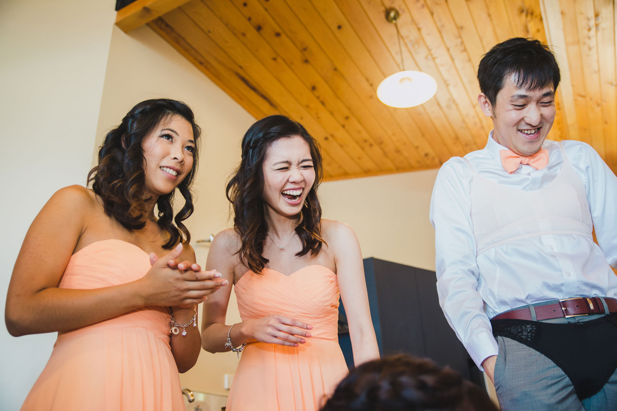 bridesmaid laughing hard