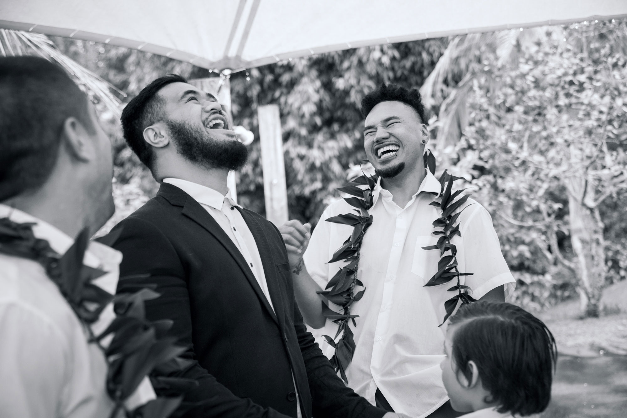 groomsmen laughing