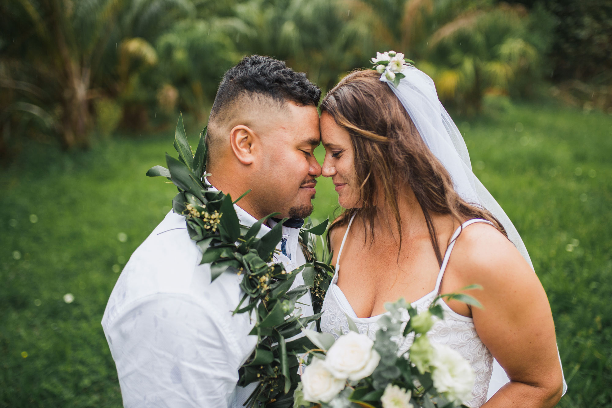 bride and groom embrace